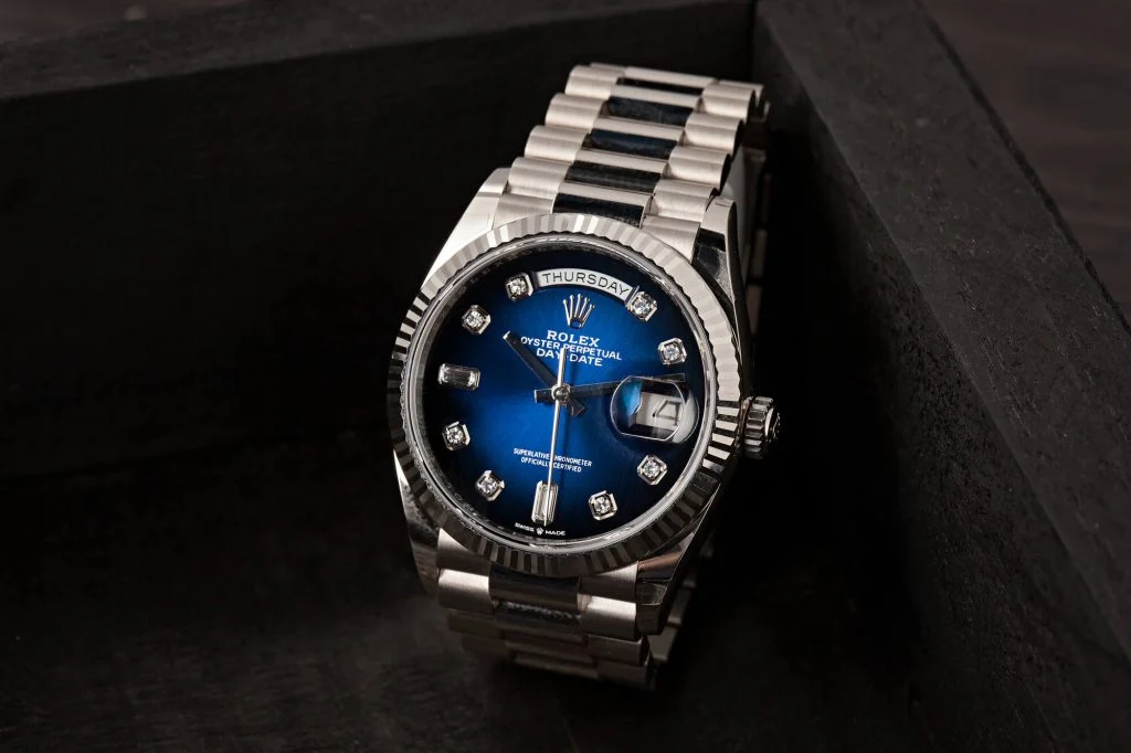 replica diamond rolex day-date blue dial